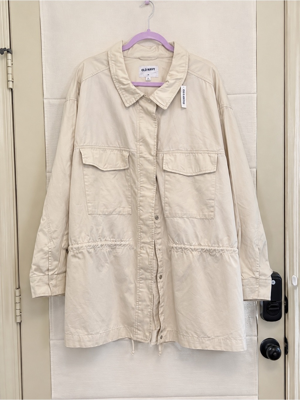 NWT Old Navy Cinched-Waist Utility Jacket Cream 4X Plus Size
